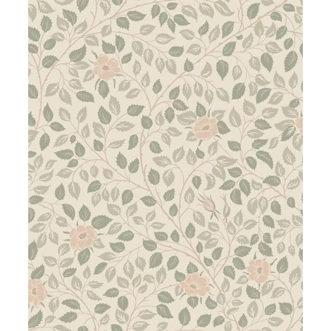 Sandberg Romantikus futórózsa mintás zöld vlies tapéta Solliden Spring Green 53 cm X 10 m