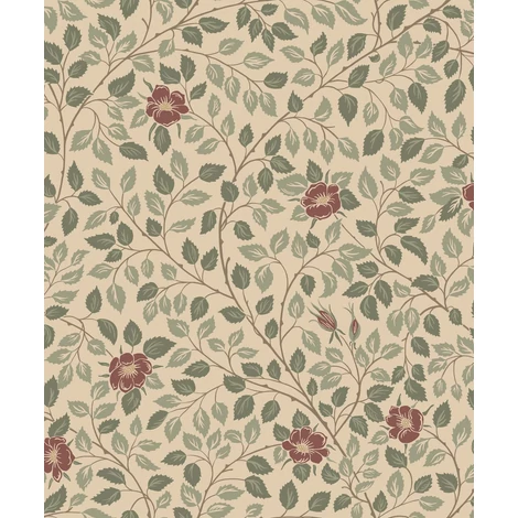 Sandberg Romantikus futórózsa mintás bordó vlies tapéta Solliden Burgundy 53 cm X 10 m