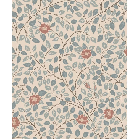 Sandberg Romantikus futórózsa mintás kék vlies tapéta Solliden Blue 53 cm X 10 m