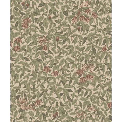 Sandberg Klematisz mintás vintage bordó vlies tapéta Linnea Burgundy 53 cm X 10 m
