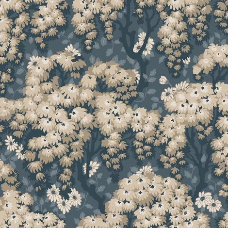 Sandberg Százszorszép mintás modern kék vlies tapéta Ragnvi Midnight Blue 53 cm X 10 m