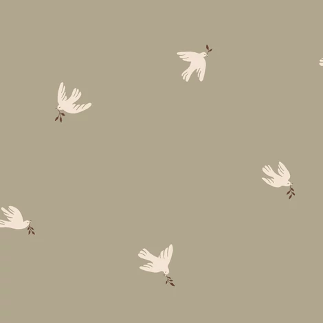 Sandberg Galamb mintás skandináv oliva zöld vlies tapéta Frida Olive Green 53 cm X 10 m