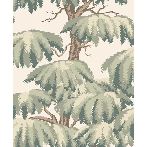 Sandberg Elegáns cédrusfás zöld vlies tapéta Alba Green 53 cm X 10 m