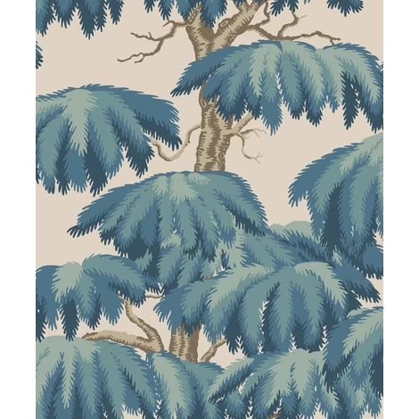 Sandberg Elegáns cédrusfás kék vlies tapéta Alba Teal 53 cm X 10 m