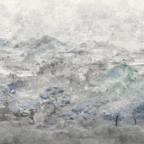 Sketchtwenty3 Hegyeket ábrázoló kék-szürke vlies poszter tapéta Brunate Blue Dusk 300 cm X 2,7 m