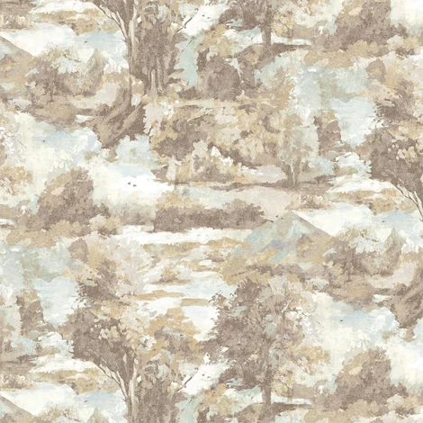 Sketchtwenty3 Fákat ábrázoló barna-kék vlies tapéta Alpine Whisper Chestnut 70 cm X 10 m