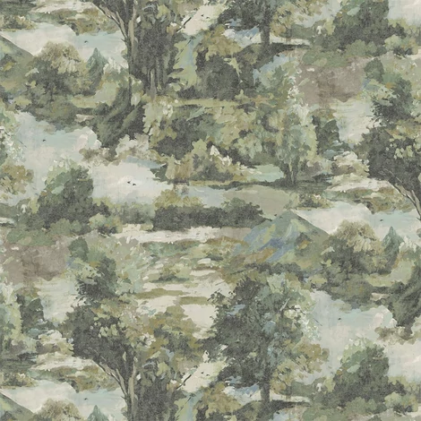 Sketchtwenty3 Fákat ábrázoló zöld vlies tapéta Alpine Whisper Evergreen 70 cm X 10 m