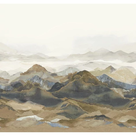 Sketchtwenty3 Hegyeket ábrázoló barna vlies poszter tapéta Montreux Aegean 318 cm X 3 m