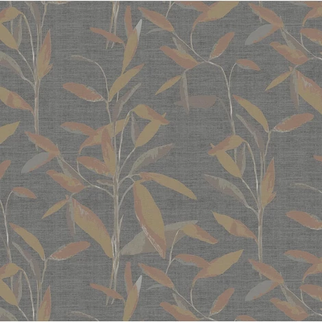 Sketchtwenty3 Levélmintás fekete vlies tapéta Larvotto Ebony 70 cm X 10 m