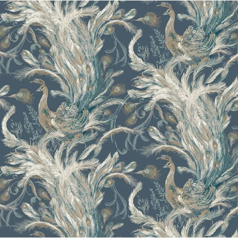 Sketchtwenty3 Pávatollas kék vlies tapéta Medici Admiral Beads 53 cm X 10 m