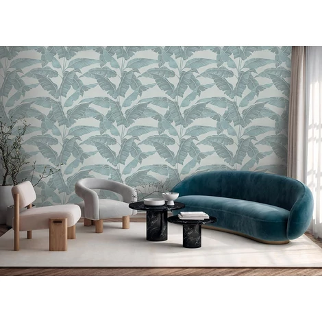 Sketchtwenty3 Egzotikus pálmalevelek kék vlies tapéta Verdant Robins Egg 70 cm X 10 m