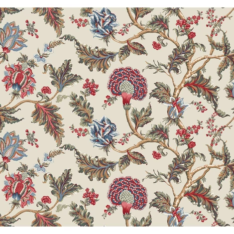 York Virág mintás elegáns piros-bézs vlies tapéta Monroe Cherry 137,16 cm X 8,22 m