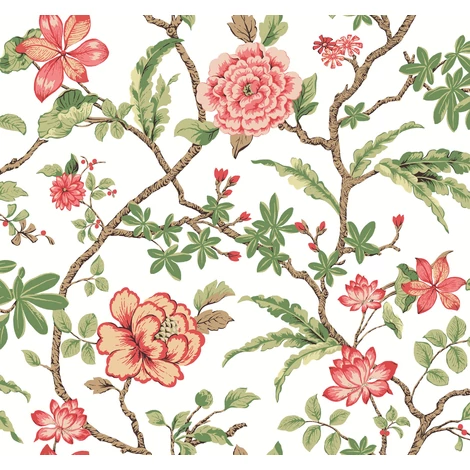 York Virág indás piros-zöld vlies tapéta Courtyard Botanical tapéta Rose 68,58 cm X 8,22 m