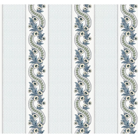 York Csíkos virág indás kék vlies tapéta Abbey's Garland Aqua 68,58 cm X 8,22 m