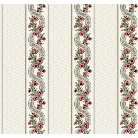 York Csíkos virág indás piros-zöld vlies tapéta Abbey's Garland Red-Green 68,58 cm X 8,22 m