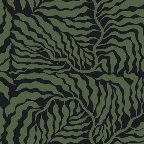 York Absztrakt levélmintás fekete-zöld vlies tapéta Fern Fronds Black/Green 68,58 cm X 8,22 m