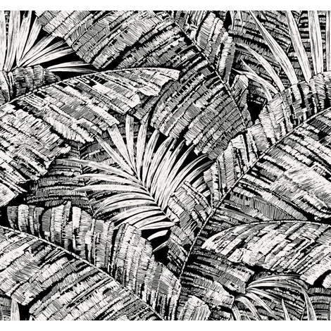 York Egzotikus pálmaleveles fehér-fekete vlies tapéta Palm Cove Toile White/Black 68,58 cm X 8,22 m