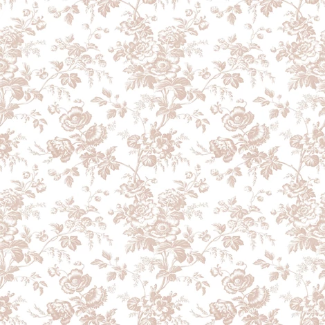 York Romantikus virágmintás rózsaszín-fehér vlies tapéta Anemone Toile Blush 52 cm X 10 m