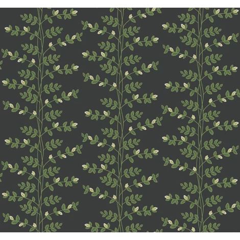 York Kúszó levelek fekete-zöld vlies tapéta arany részletekkel Climbing Vine Black 68,58 cm X 8,22 m