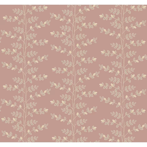 York Kúszó levelek rózsaszín vlies tapéta arany részletekkel Climbing Vine Rose 68,58 cm X 8,22 m