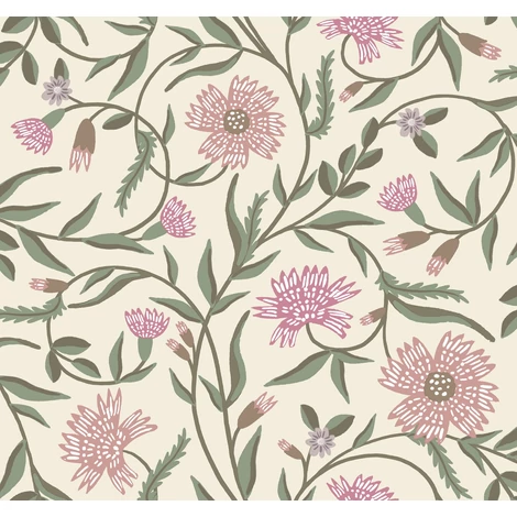 York Vadvirágos bézs-rózsaszín vlies tapéta Aster Linen-Rose 68,58 cm X 8,22 m