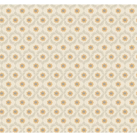 York Apró virág mintás pöttyös arany-bézs vlies tapéta Emma Linen 68,58 cm X 8,22 m