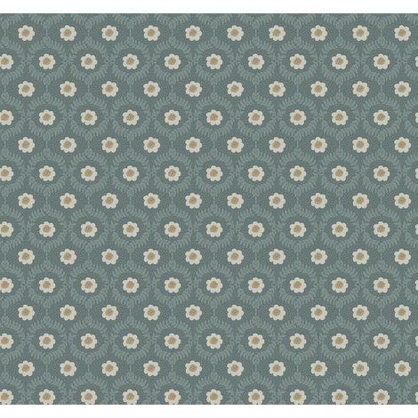 York Apró virág mintás pöttyös zöld-arany vlies tapéta Emma Slate 68,58 cm X 8,22 m