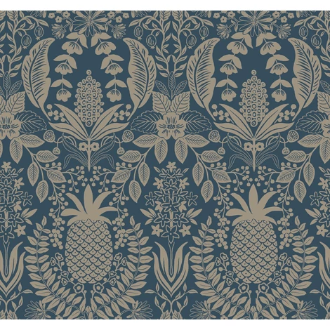 York Ananászos damaszk mintás sötétkék vlies tapéta Pineapple Damask Navy 68,58 cm X 8,22 m