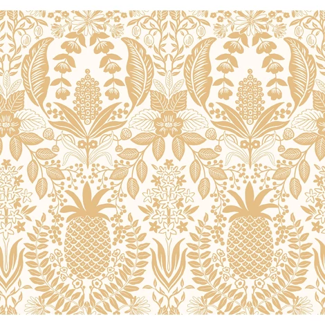 York Ananászos damaszk mintás fehér-arany vlies tapéta Pineapple Damask White Gold 68,58 cm X 8,22 m