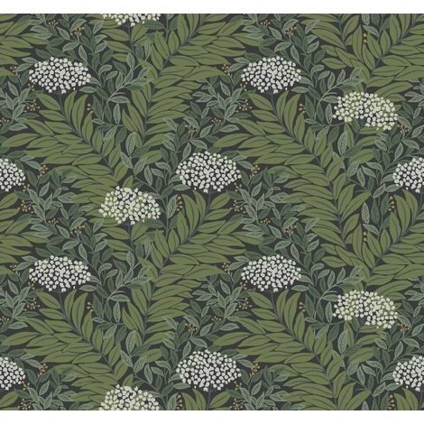 York Virágmintás zöld-fekete vlies tapéta Highgrove tapéta Black 68,58 cm X 8,22 m