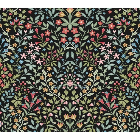 York Vadvirágos fekete-színes vlies tapéta Garden Terrace Black/Multi 68,58 cm X 8,23 m