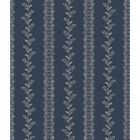 York Csíkos virágos kék vlies tapéta Everleigh Navy 52 cm X 10 m
