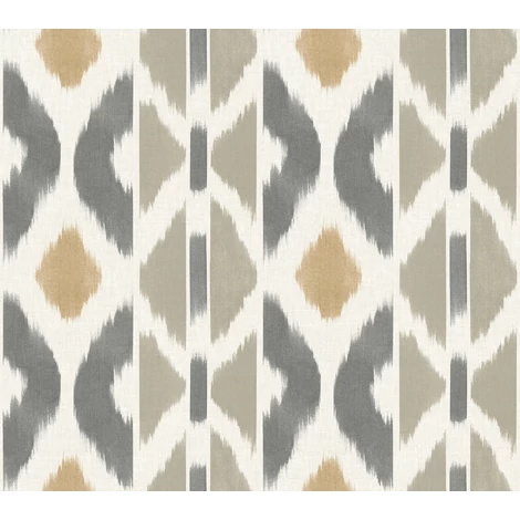 York Ikat mintás sárga-szürke vlies tapéta Patan Taupe 68,58 cm X 8,22 m