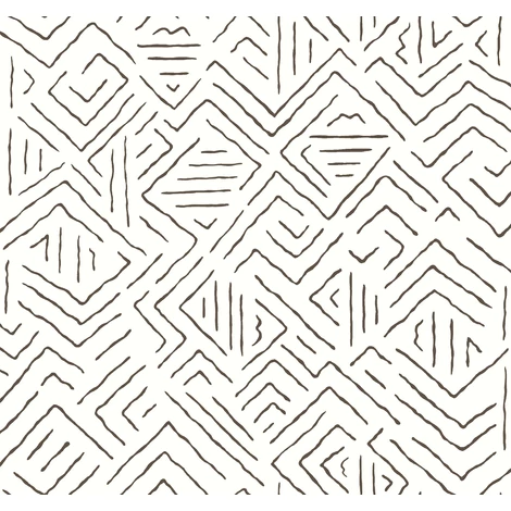 York Geometriai mintás fekete-fehér vlies tapéta Sirih Black 68,58 cm  X 8,22 m