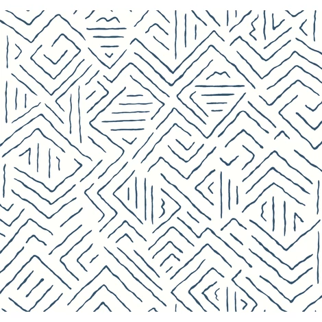 York Geometriai mintás kék vlies tapéta Sirih Navy 68,58 cm  X 8,22 m
