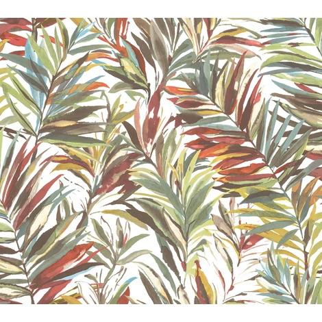 York Pálmaleveles modern piros-zöld vies tapéta Swaying Palms Rouge-Mink 68,58 cm X 8,22 m