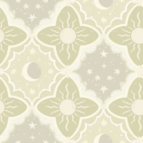 York Nap és csillagok zöld vlies tapéta Sol & Måne Green 53 cm X 10 m