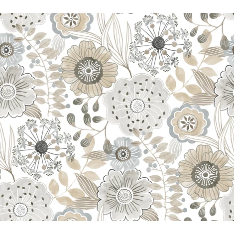 York Vadvirágos natúr színösszeállítású vlies tapéta Artistic Bouquet Neutral 68,58 cm X 8,22 m