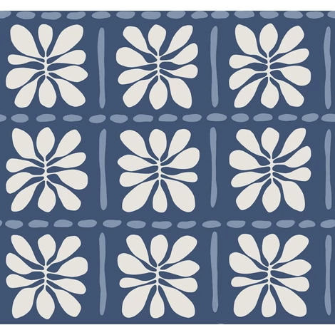 York Csempe mintás virágos kék vlies tapéta Mimosa Fleur Ultramarine 68,58 cm X 8,22 m