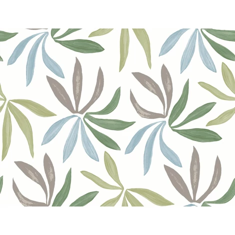 York Modern levélmintás zöld-kék vlies tapéta Little Garden Alpine Sky Silver 68,58 cm X 8,22 m