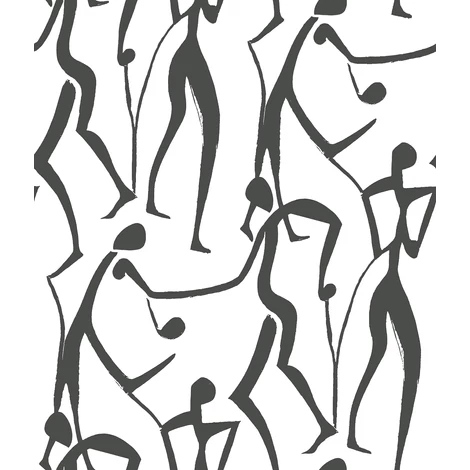 York Táncoló alakok fekete-fehér vlies tapéta Joyful Dancers Carbon Black 52 cm X 10 m
