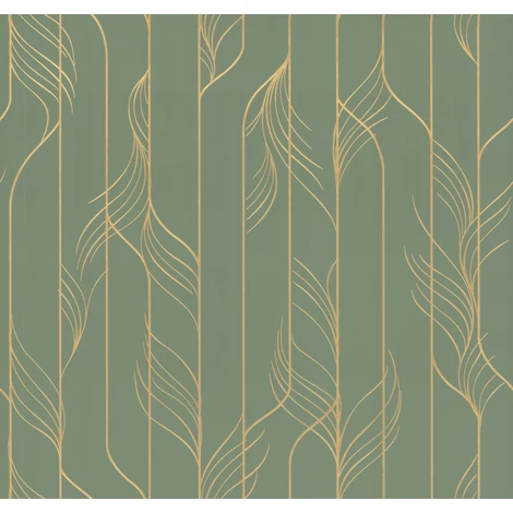 York Zöld-arany glamúr vlies tapéta Elemental Thread Green & Gold 68,58 cm X 8,22 m