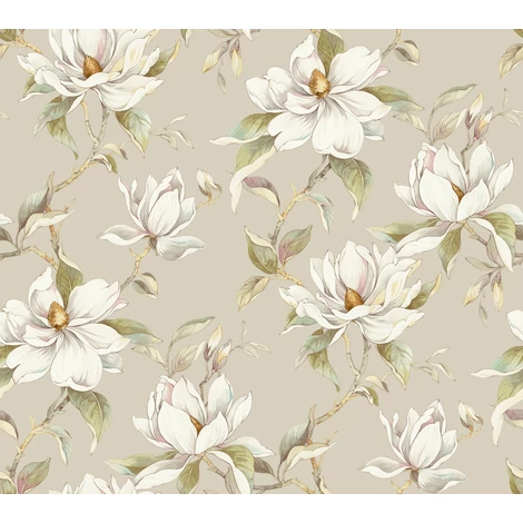 York Magnóliás bézs vlies tapéta Garden Jewels Linen 68,58 cm X 8,22 m