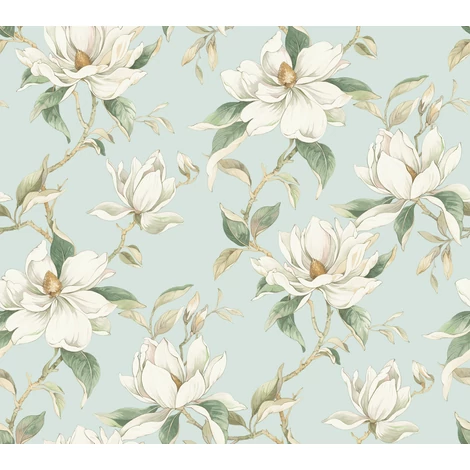 York Magnóliás világoskék vlies tapéta Garden Jewels Spa 68,58 cm X 8,22 m