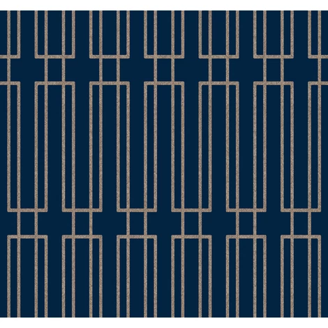 York Art deco stílusú kék-arany vlies tapéta csillámló üveggyöngyökkel Terrace Navy 68,58 cm X 8,22 m
