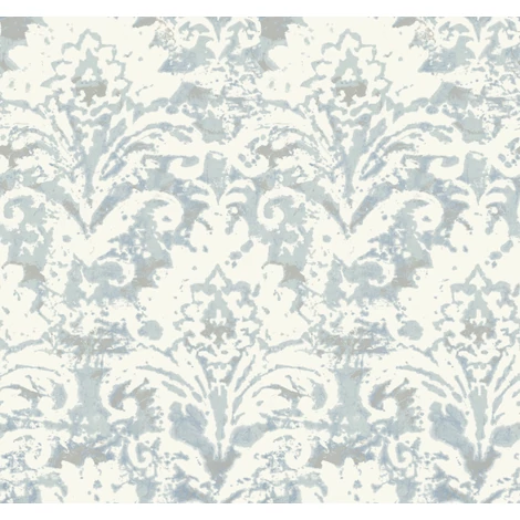 York Barokk mintás kék vlies tapéta Velvet Crush Damask Blue & Pearl 68,58 cm X 8,22 m