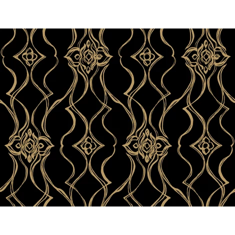 York Elegáns fekete-arany vlies tapéta Pirouette Black-Gold 68,58 cm X 8,22 m