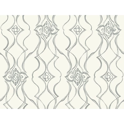 York Elegáns fehér-ezüst vlies tapéta Pirouette White-Silver 68,58 cm X 8,22 m