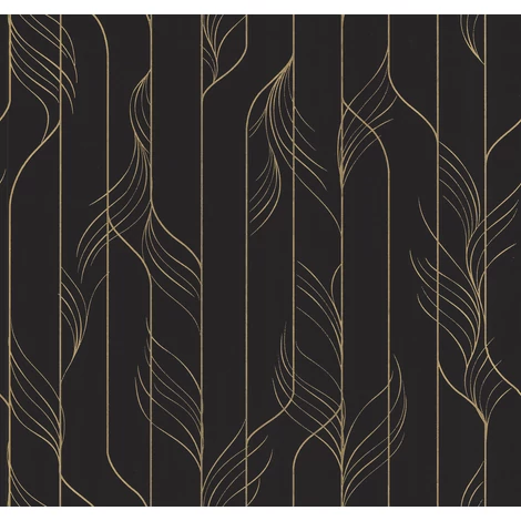 York Fekete-arany glamúr vlies tapéta Elemental Thread Black & Gold 68,58 cm X 8,22 m
