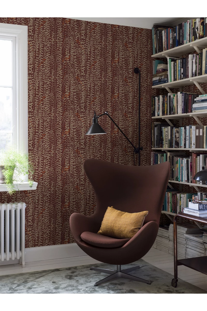 Boras Inda mintás modern bordó vlies tapéta Arne Jacobsen Ranke Red 53 cm X 10 m